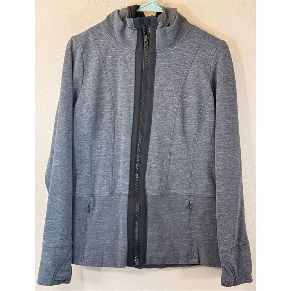 Athleta Fitted Victory Full Zip Up Charcoal Grey Hoodie Jacket Women’s Medium - Picture 2 of 11